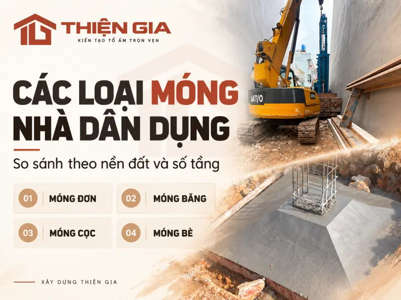 Các loại móng nhà dân dụng: So sánh móng đơn, móng băng, móng cọc, móng bè theo nền đất và số tầng