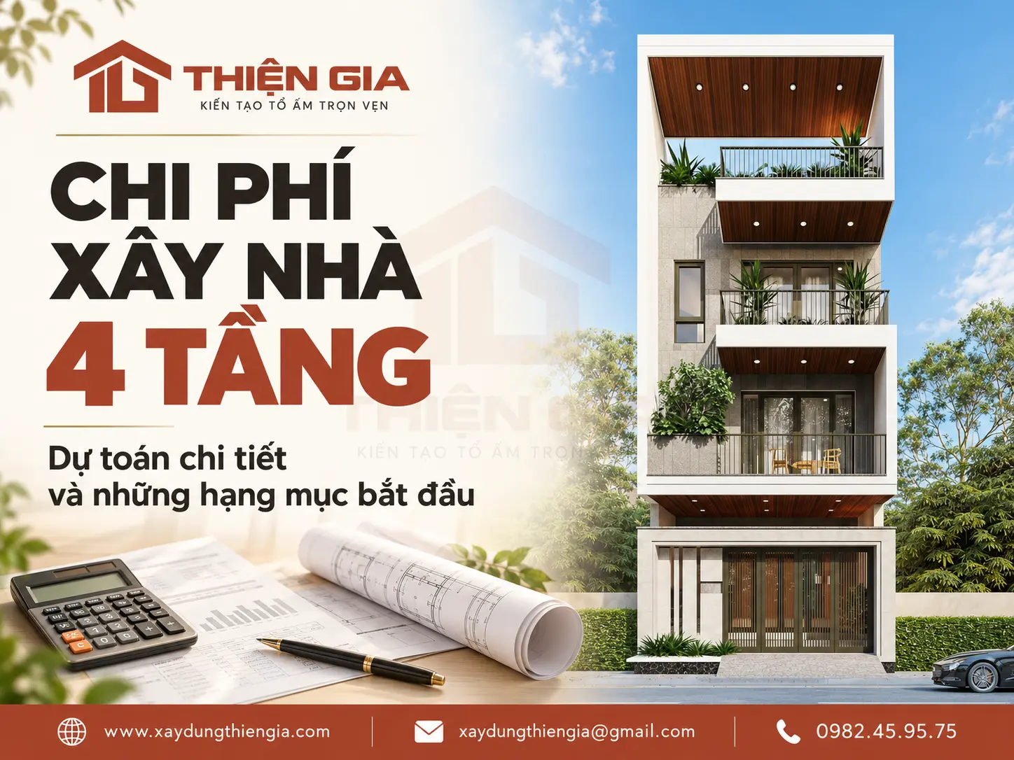 Xây nhà 4 tầng hết bao nhiêu tiền? Khung đơn giá tính theo m² hiện nay