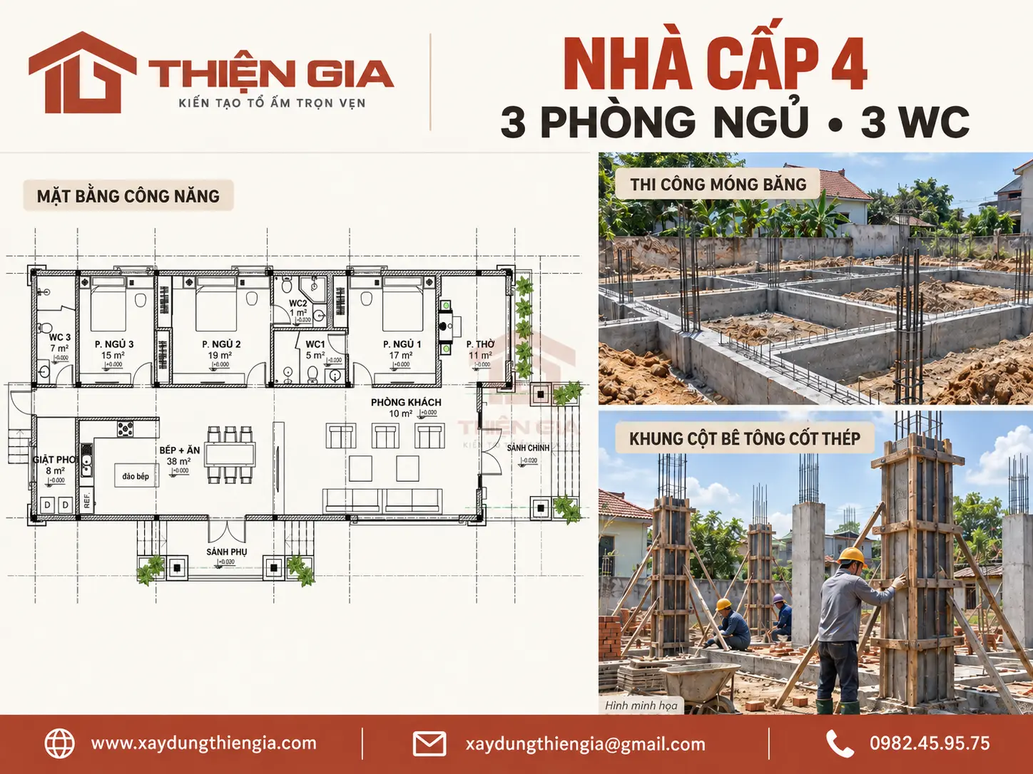 B&oacute;c t&aacute;ch diện t&iacute;ch m&oacute;ng băng v&agrave; s&agrave;n trệt khi t&iacute;nh chi ph&iacute; x&acirc;y nh&agrave; cấp 4 100m2 tại X&acirc;y Dựng Thiện Gia
