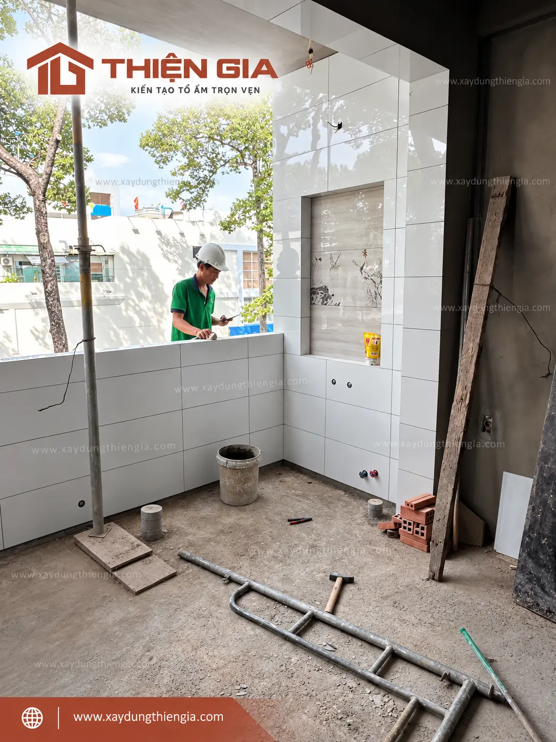 Thiện Gia thi công hạng mục ốp lát gạch trong gia đoạn thi công hòan thiện